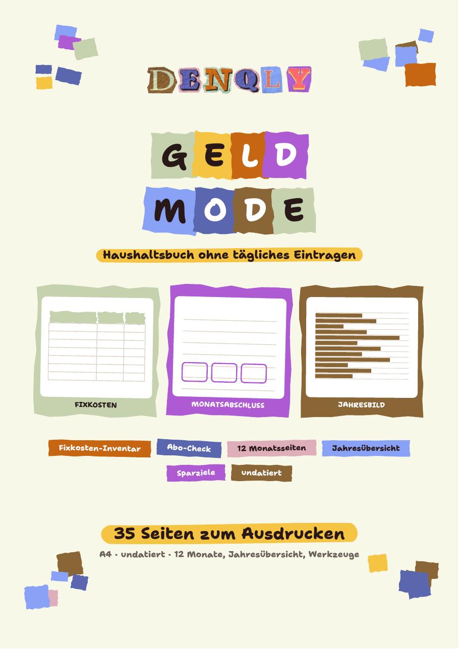 Cover: GELD MODE – Haushaltsbuch ohne tägliches Eintragen