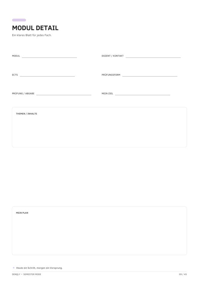 SEMESTER MODE – Studienplaner – Ansicht 5