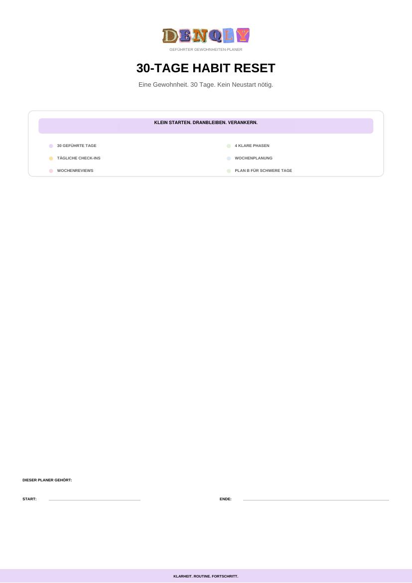 Cover: 30-TAGE HABIT RESET – Gewohnheiten-Planer