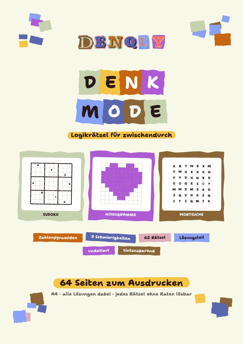 DENK MODE – Rätselbuch, 64 Seiten – Ansicht 1