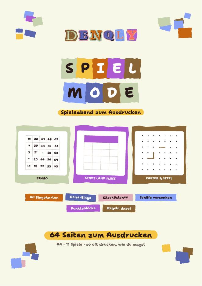 SPIEL MODE – Spieleabend zum Ausdrucken – Ansicht 1