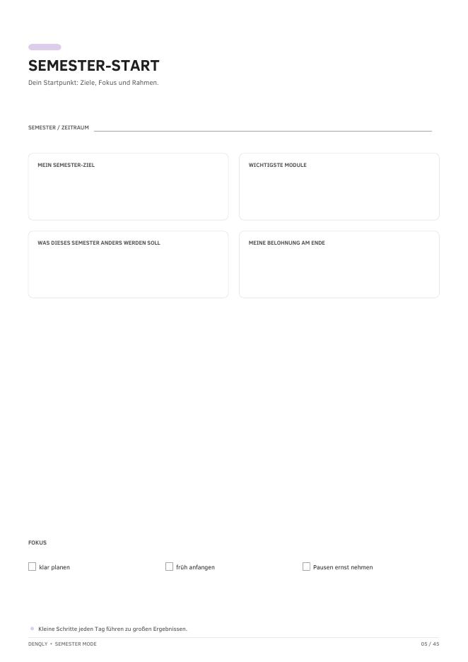 SEMESTER MODE – Studienplaner – Ansicht 3