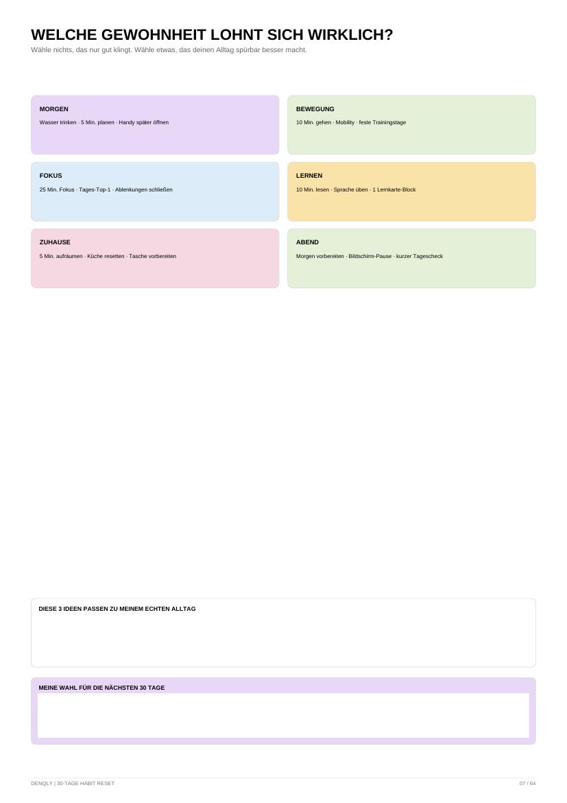 30-TAGE HABIT RESET – Gewohnheiten-Planer – Ansicht 3